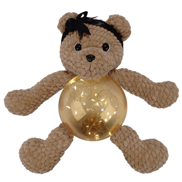 Amigurumi Kahve Bandanalı Ayıcık Gece Lambası Pilli Aksesuar Oyuncak ürün görseli 1