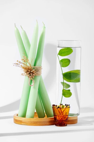 Gizemli Home Açık Mint Yeşili Şamdan Mumu 4 Adet ürün görseli 1