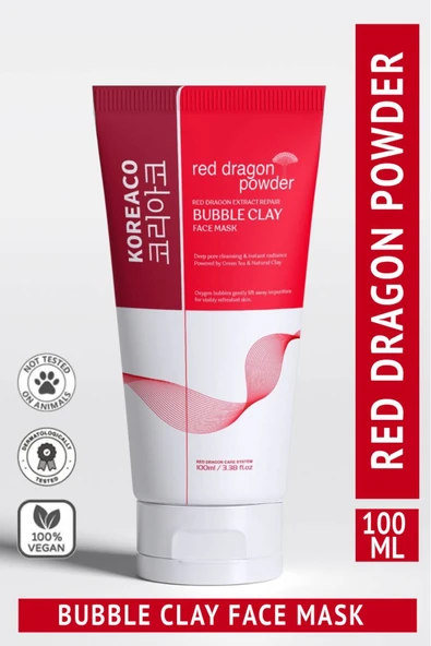 KOREACO Red Dragon Bubble Clay Yüz Maskesi | Tazelenme Parlaklık Nemli ve İpeksi Köpüren Yüz Maskesi 100 ml ürün görseli 1