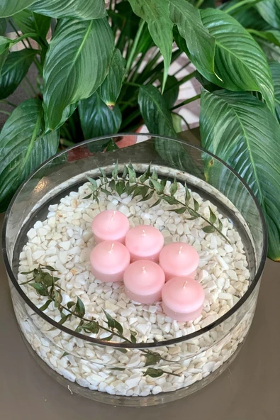 Gizemli Home Pembe İri Yüzen Mum 6'lı ürün görseli 1