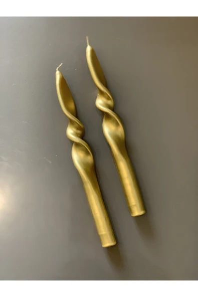 Gizemli Home 2 Li Set Altın Yaldız Gold Burgulu Şamdan Mumu ürün görseli 1