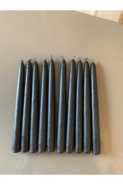 Gizemli Home 10 Lu Set Siyah Şamdan Mumu - Resim 4