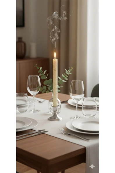 Gizemli Home 4 Lü Antik Sütun Şamdan Mum - Resim 2