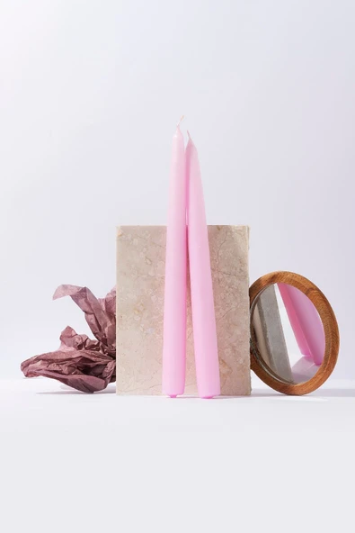 Gizemli Home Pembe Şamdan Mumu 2 Adet ürün görseli 1