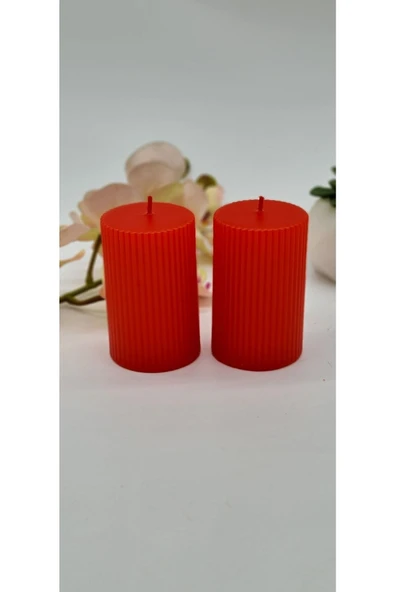 Gizemli Home Dekoratif Oluklu Silindir Mum 2 Li Set 6 X 10 Cm ürün görseli 1