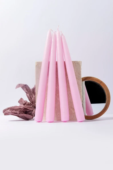 Gizemli Home 4 Lü Set Pembe Şamdan Mumu ürün görseli 1