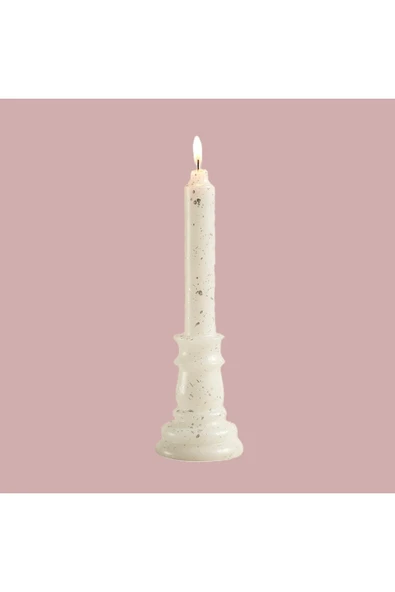 Gizemli Home Kaideli Şamdan Mumu Gümüş Yaldız 25 cm ürün görseli 1
