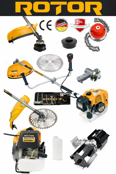 Rotor BC520A 52 cc, Profesyonel Benzinli Yan Tırpan, Çapalama Aparatı ile Set ürün görseli 1