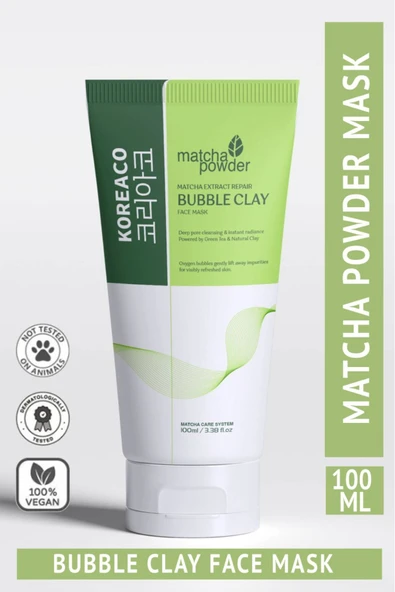 KOREACO Matcha Mucize Bubble Clay Yüz Maskesi | Gözenek Temizleyici Yenileyici Köpüren Yüz Maskesi 100 ml ürün görseli 1