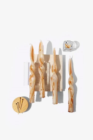 Gizemli Home 4 Lü Set Capri Burgulu Şamdan Mumu ürün görseli 1