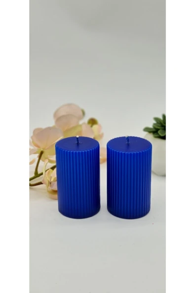 Gizemli Home Dekoratif Oluklu Silindir Mum 2 Li Set 6 X 10 Cm ürün görseli 1