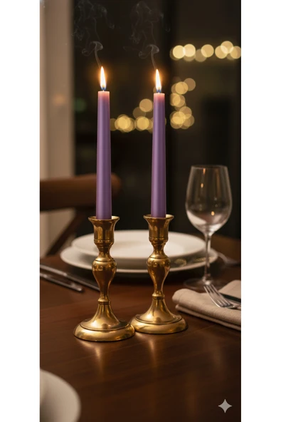 Gizemli Home 2 Li Rose Gold Metalik Şamdan Mumu ürün görseli 1