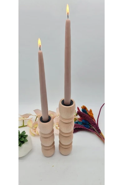 Gizemli Home Natural Wooden 2li Bubble Şamdan Set ürün görseli 1