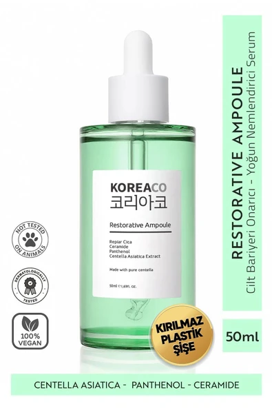 KOREACO Centella & Cica & Ceramide - Onarıcı, Aydınlatıcı ,24 Saat Nemlendirme Ampoule ürün görseli 1