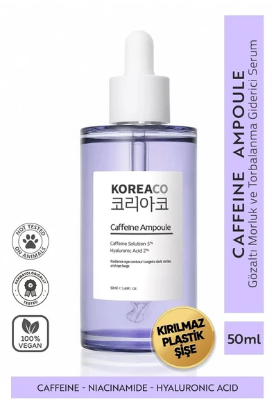 KOREACO Gözaltı Morluk,Koyu Halka ve Torbalanma Karşıtı Caffeine Ampoule Serum 50 ml ürün görseli 1