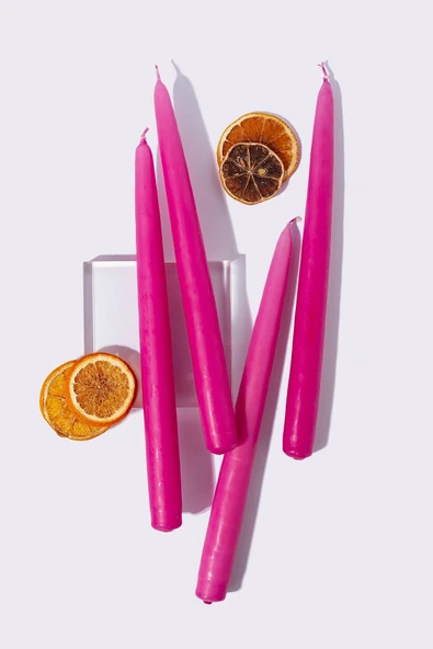 Gizemli Home 4 Lü Set Fuşya Şamdan Mumu ürün görseli 1