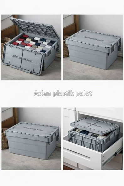Aslan Ticaret Kapaklı plastik kasa menteşeli 30*40*37 ürün görseli 1