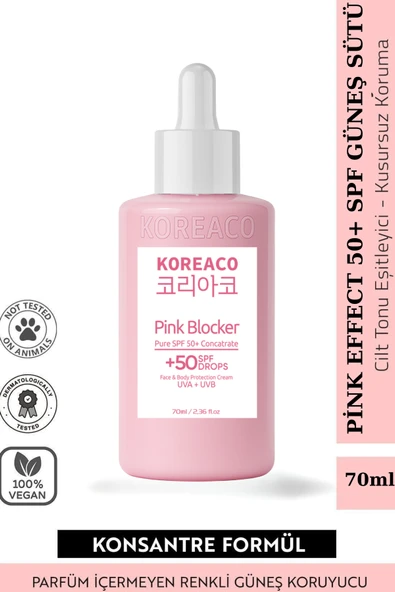 KOREACO Blocker Pink %100 SPF 50+ Ton Eşitleyici Yüksek UVB+UVA Korumalı Güneş Sütü 70ml-Ekstra Büyük Boy ürün görseli 1