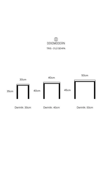 DEKOMODERN Tris Üçlü Sehpa - Resim 4