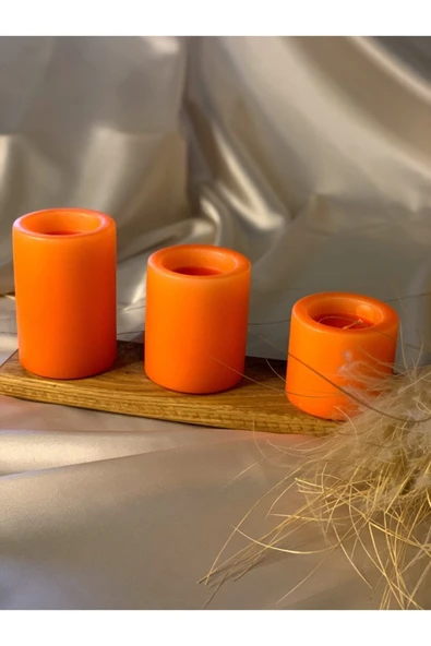 Gizemli Home 3 Lü Set Turunu Çökertme Slindir Mum Çap: 6,5 ürün görseli 1