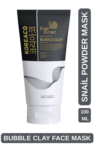 KOREACO Salyangoz Özlü Mucize Bubble Clay Yüz Maskesi | Ultra Yumuşak Nemli Parlak Köpüren Yüz Maskesi 100ml ürün görseli 1