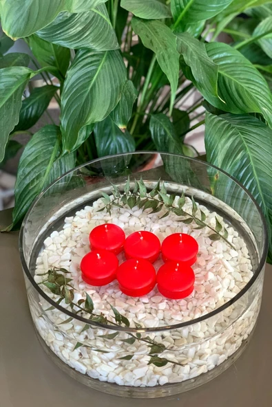 Gizemli Home Iri Yüzen Mum Kırmızı 6 Lı ürün görseli 1