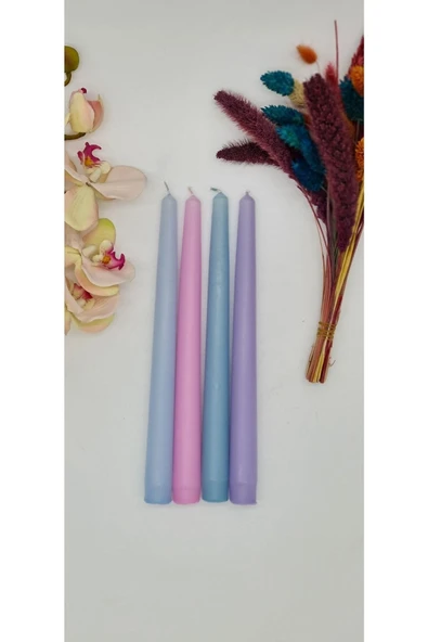 Gizemli Home Pastel Renk 4 Lü Şamdan Mum ürün görseli 1