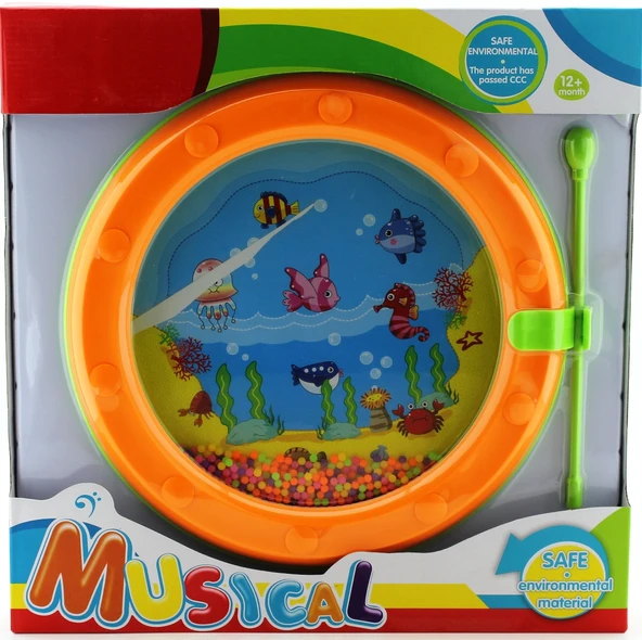 Boncuklu Turuncu Mini Davul  Ws204 ürün görseli 1