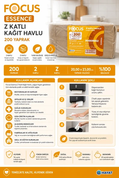Focus Essence Z Katlı Kağıt Havlu PE 200x12 ürün görseli 1