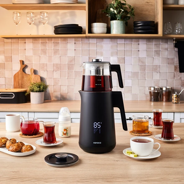 Karaca Cool Touch 1502 Çift Cidarlı Dijital Ekran Çay Makinesi Black ürün görseli 1