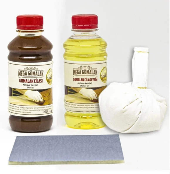 Doğal Ahşap Cila Seti Gomalak 250 ml + Cila Yağı 250 ml + Sürme Topu + Zımpara ürün görseli 1