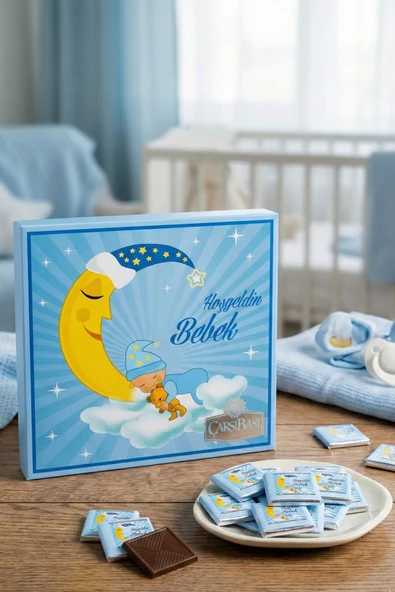 Bebek Hediyelik Madlen Çikolata Mavi 48li ürün görseli 1