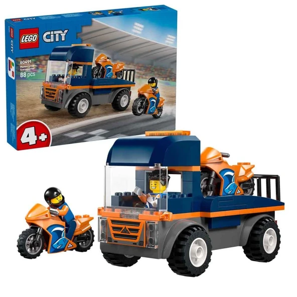 LEGO City Motosiklet Taşıyıcı - Oyuncak Araç Yapım Seti - Açık Kasa Kamyon - 2 Minifigür - 60491 ürün görseli 1