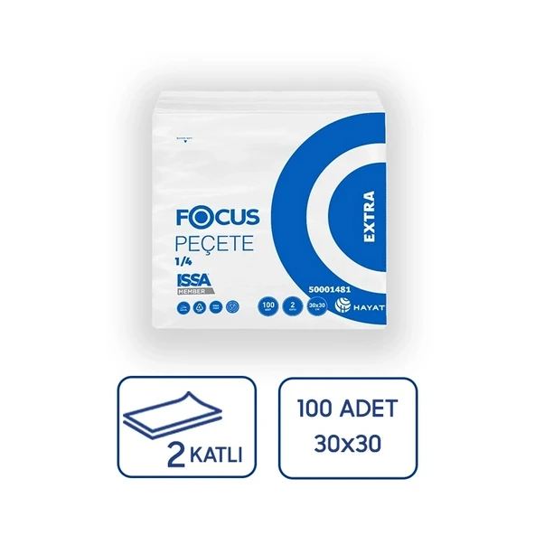 Focus Extra Kare Servis Peçetesi 30x30 cm 100'lü 24 Paket - Resim 3