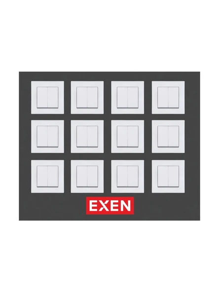 Exen Beyaz Komütatör Çerçeve 12 Adet ürün görseli 1