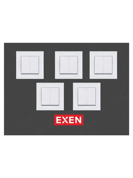 Exen Beyaz Komütatör Çerçeve 5 Adet ürün görseli 1