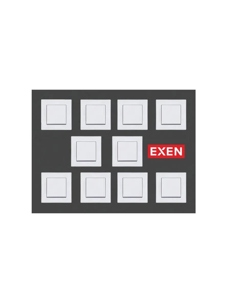 Exen Beyaz  Anahtar Çerçeve 10 Adet ürün görseli 1