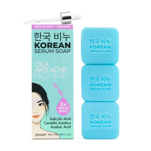 Greenlabel Korean Serum Soap Cica Anti Acne Face Bar 3x60 gr ürün görseli 1