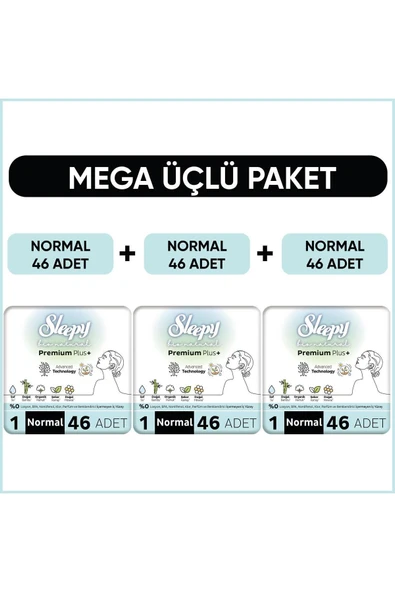 Bio Natural Premium Plus Hijyenik Ped Mega Paket Normal 46X3 (138 Adet) ürün görseli 1