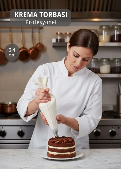Profesyonel 34 cm Krema Torbası Bez– Detaylı Pasta Süsleme ve İnce İşçilik İçin ürün görseli 1