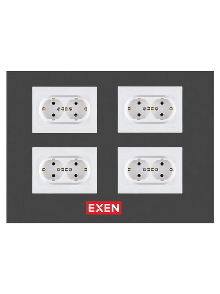 Exen Karell Beyaz Ikili Topraklı Priz (Exen 200-010103-245) 4ADET ürün görseli 1