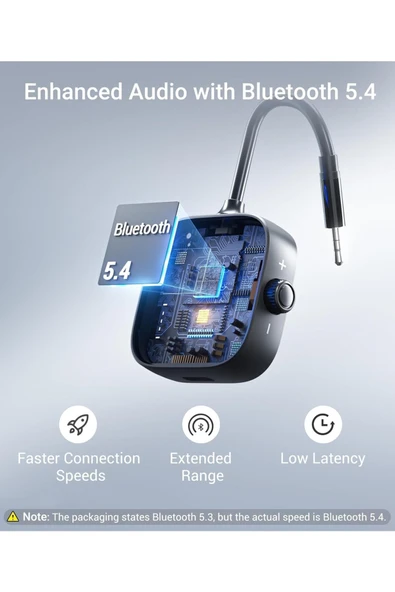 Bluetooth 5.4 Uçak Verici & Alıcı Adaptör, Çift Kulaklık Destekli B100 SİYAH ürün görseli 1