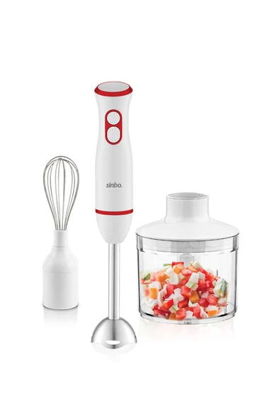 SHB-7530 Çok Fonksiyonlu El Blender Seti - Beyaz Kırmızı – Doğrayıcı & Çırpıcı Aparatlı ürün görseli 1