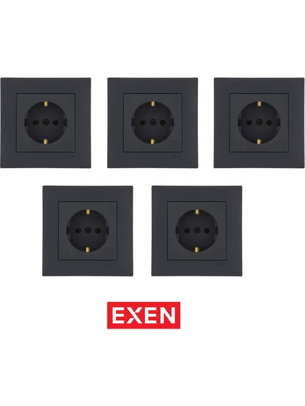 Exen Uzmlight Exen Karell Füme Topraklı Priz (5 ADET) ürün görseli 1