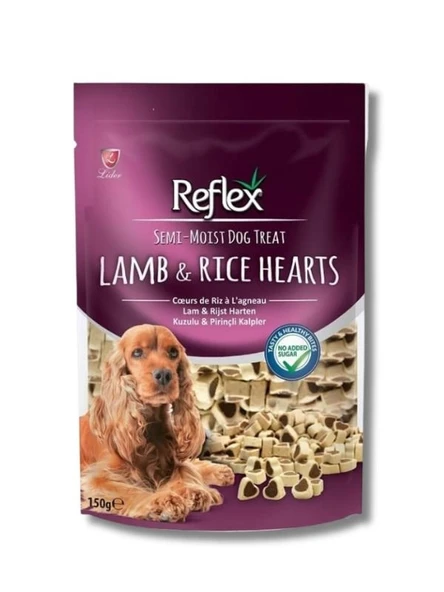Reflex Kuzulu ve Pirinçli Mini Kalpli Yarı Yumuşak Köpek Ödül Maması 150 gr ürün görseli 1