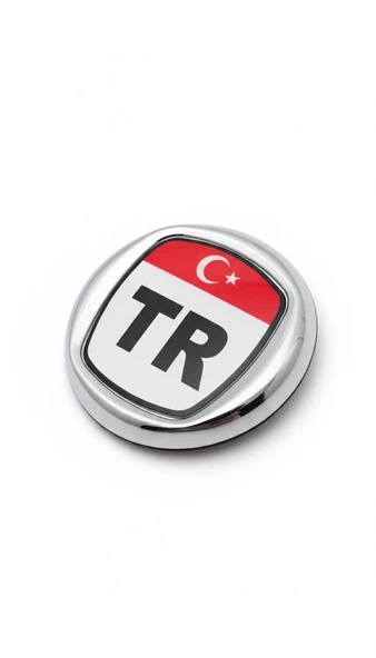 Türk Bayraklı Metal Araç Amblemi TR Logo Krom Çerçeveli Oto Panjur Bagaj Arma ürün görseli 1
