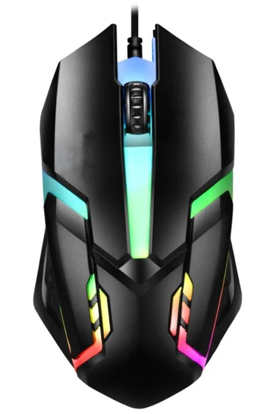 corcishop X1 RGB Işıklı Oyuncu Kablolu Gamer Oyuncu Mouse Siyah ürün görseli 1