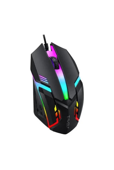 corcishop X1 RGB Işıklı Oyuncu Kablolu Gamer Oyuncu Mouse Siyah ürün görseli 1