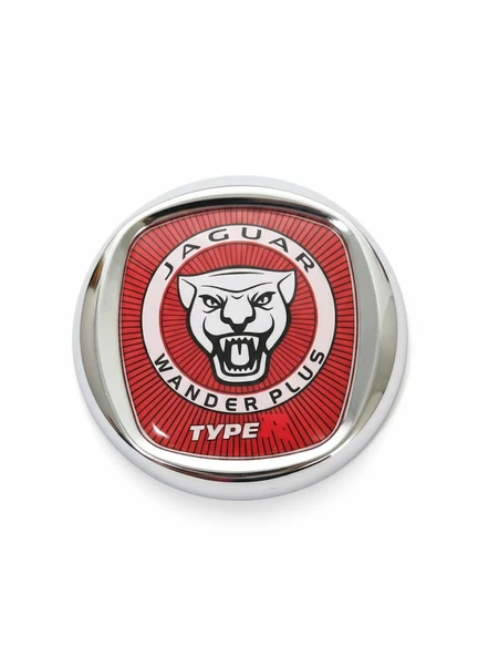 Jaguar Wander Plus Type R Kırmızı Metal Araç Amblemi Krom Oto Logo Arma (Kırmızı Zeminli) ürün görseli 1
