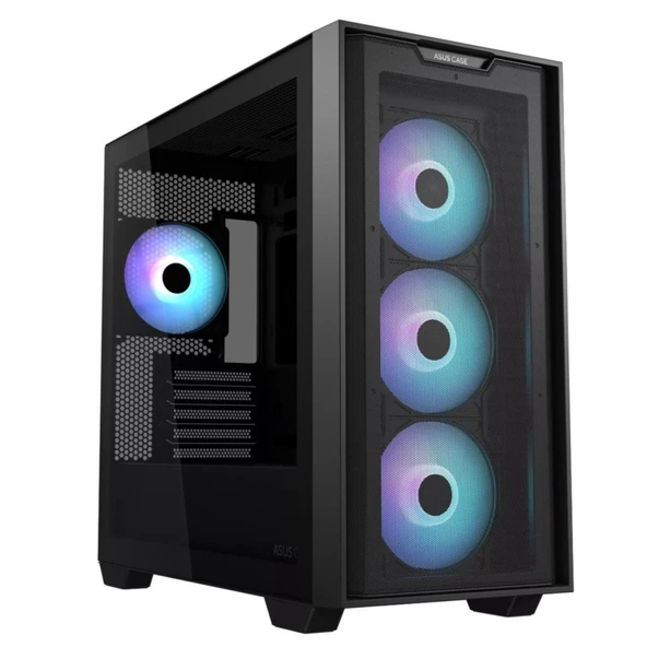 Asus A21 Plus ARGB Temperli Cam mATX Mid Tower Gaming Kasa Siyah ürün görseli 1